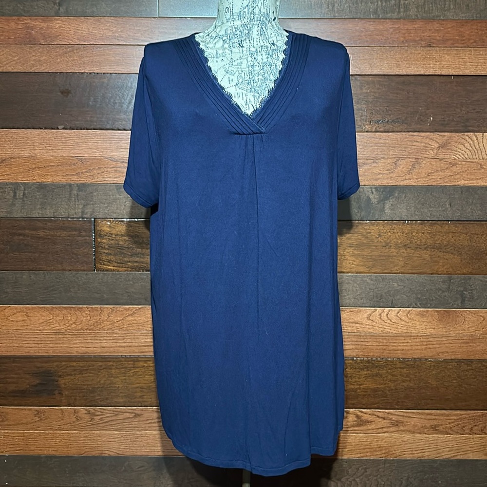 Croft & Barrow V Neck Short Sleeve Navy Blue Tee Shirt/ Pajama Shirt